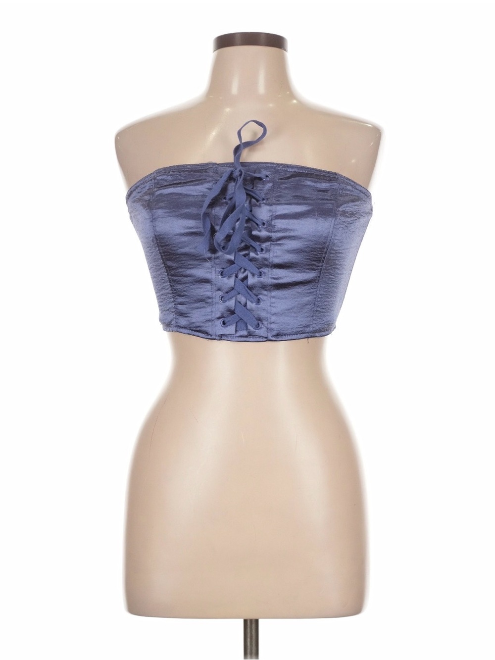 silence + noise Shimmery Navy Cropped Top
